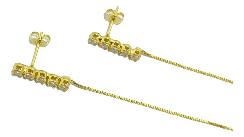 AROS COLGANTES CON CIRCONES Y BAÑO DE ORO 18K ELEGANTES Y DELICADOS - 2