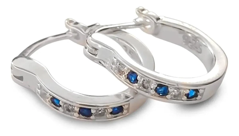 AROS ARGOLLA CON CIRCON DE 13MM EN PLATA FINA 925 - 1