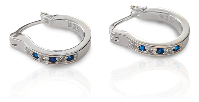 AROS ARGOLLA CON CIRCON DE 13MM EN PLATA FINA 925 - 2