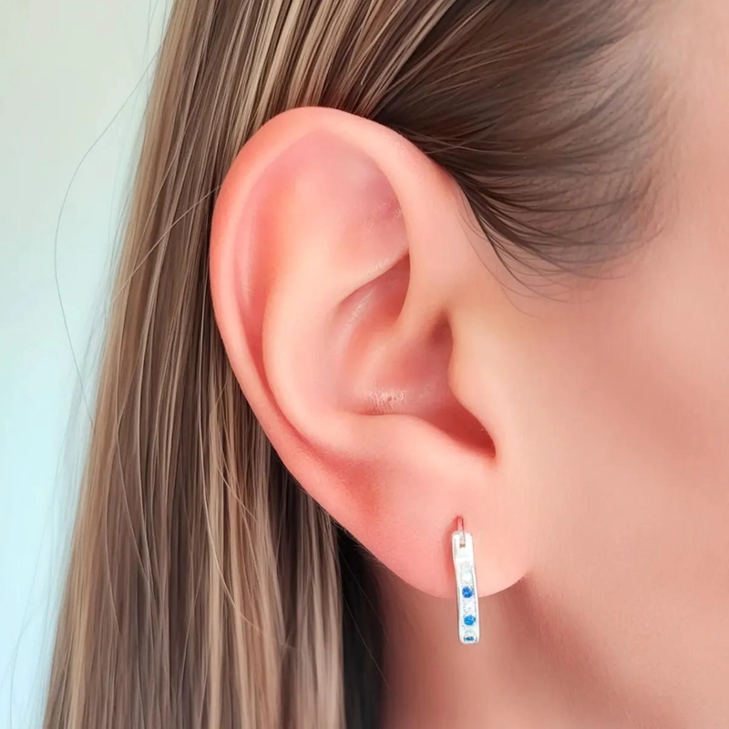 AROS ARGOLLA CON CIRCON DE 13MM EN PLATA FINA 925 - 3