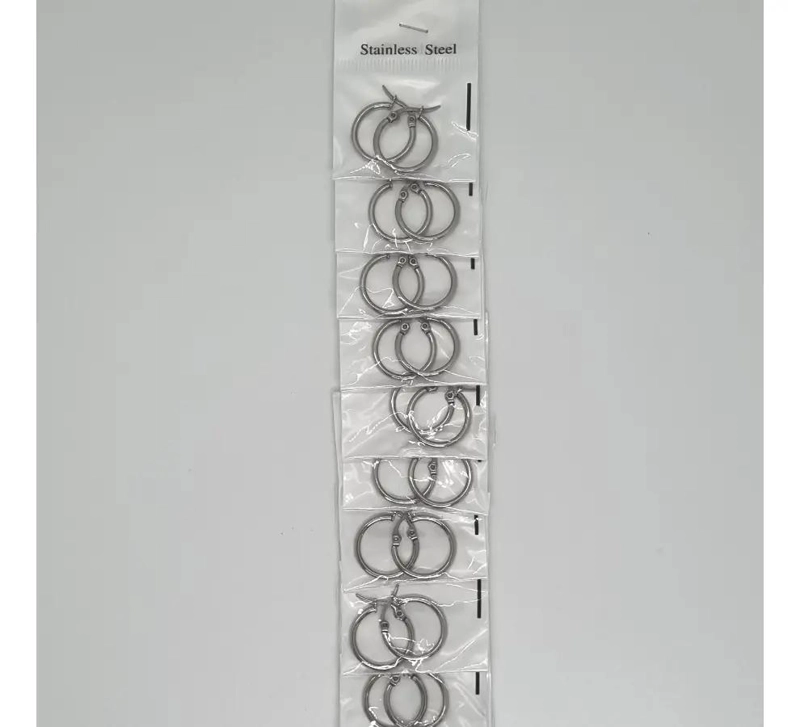 PACK DE 12 PARES DE AROS ARGOLLA DE ACERO PLATEADO PARA USO DIARIO - 2