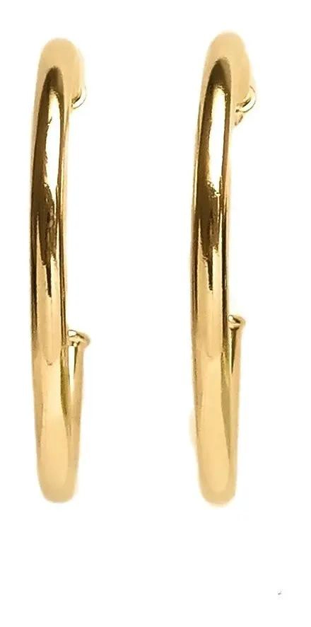 AROS ARGOLLAS TUBO REDONDO DE 42 MM CON BAÑO DE ORO 18 QUILATES - 1