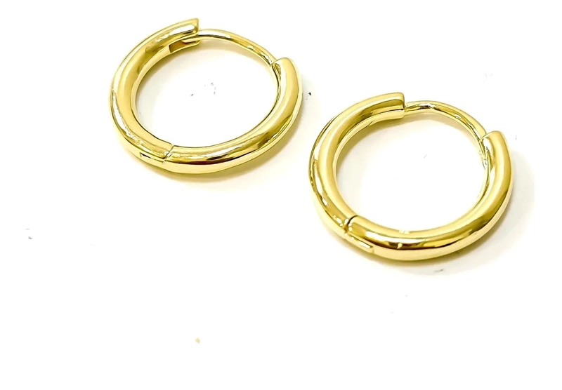 AROS ARGOLLAS CON BISAGRA DE 15 MM ENCHAPADO EN ORO 18K - 1