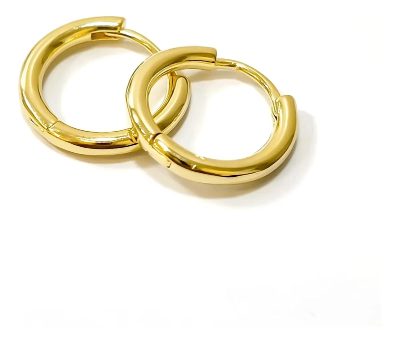 AROS ARGOLLAS CON BISAGRA DE 15 MM ENCHAPADO EN ORO 18K - 2