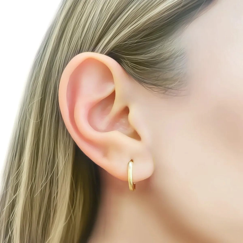 AROS ARGOLLAS CON BISAGRA DE 15 MM ENCHAPADO EN ORO 18K - 3