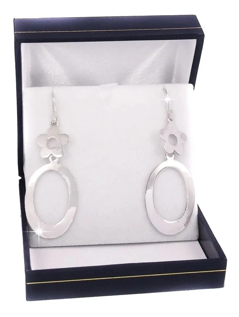 AROS DE PLATA FINA CON DISEÑO DE FLOR ELEGANTE Y DELICADO - 1