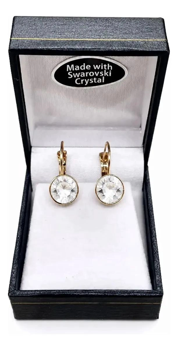 AROS CON PUNTO DE LUZ EN CRISTAL BLANCO Y BAÑO EN ORO BLANCO 18K - 1
