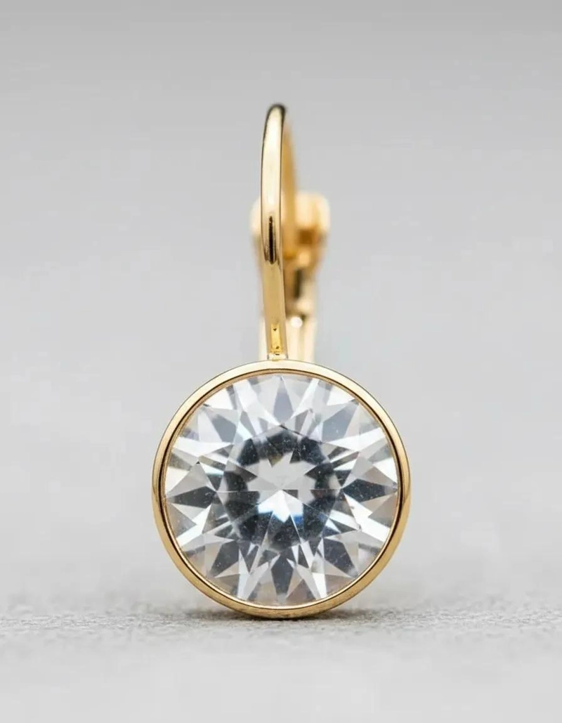AROS CON PUNTO DE LUZ EN CRISTAL BLANCO Y BAÑO EN ORO BLANCO 18K - 4