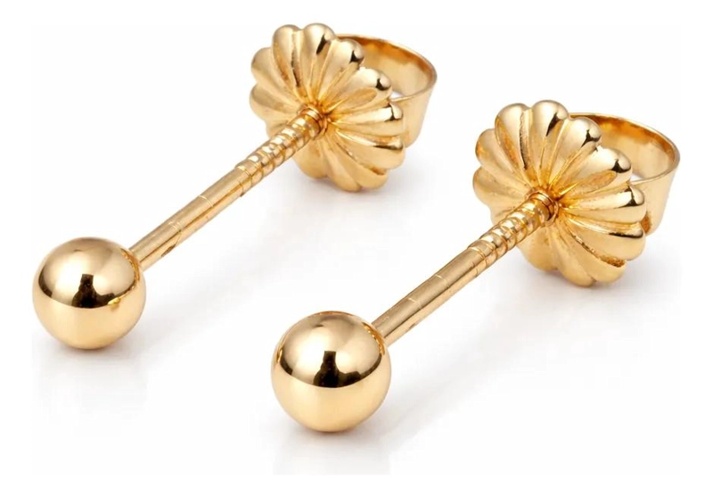 AROS ABRIDORES CON DISEÑO DE BOLITA EN ORO DE 18 KILATES - 1