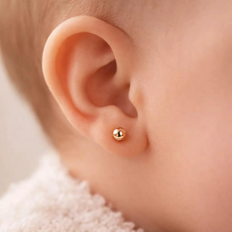 AROS ABRIDORES CON DISEÑO DE BOLITA EN ORO DE 18 KILATES - 5