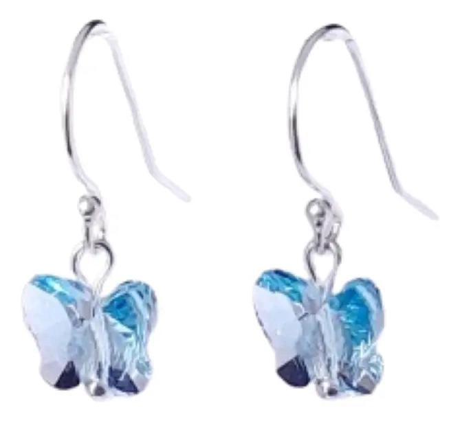 AROS DE PLATA 925 PARA MUJER CON CRISTAL SWAROVSKI EN DISEÑO DE MARIPOSA - 1