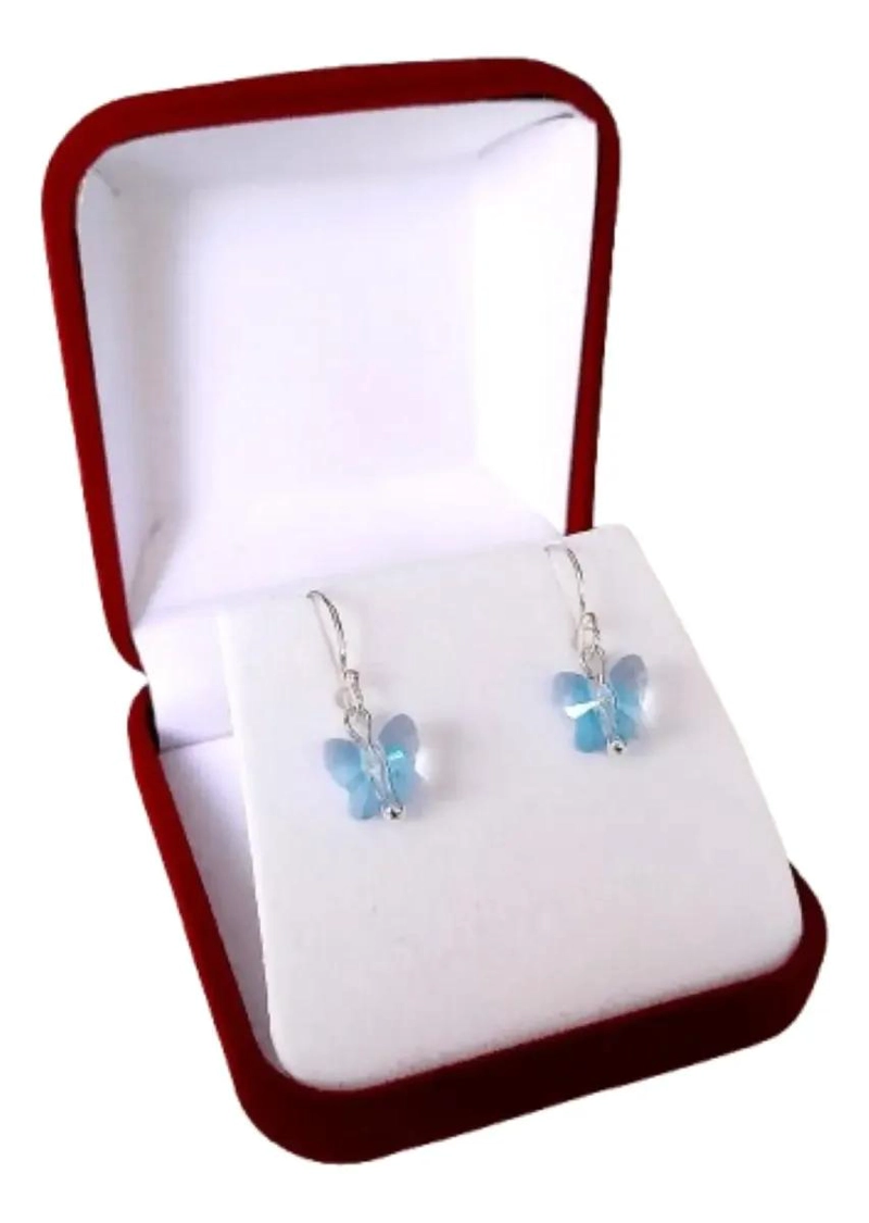 AROS DE PLATA 925 PARA MUJER CON CRISTAL SWAROVSKI EN DISEÑO DE MARIPOSA - 2