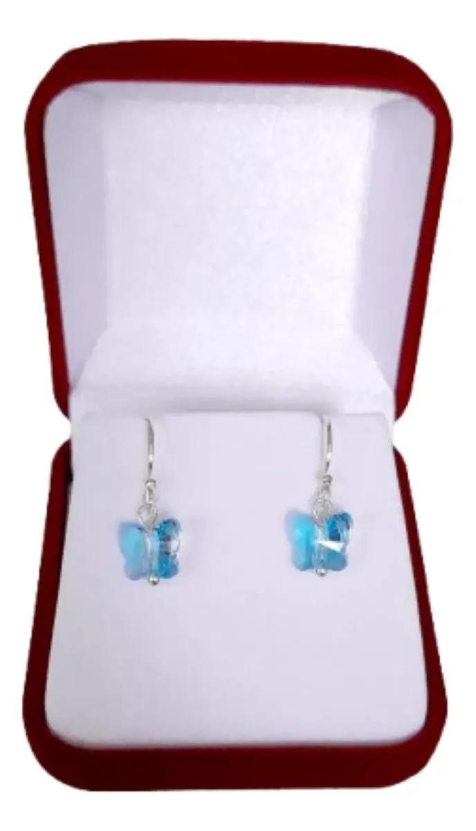 AROS DE PLATA 925 PARA MUJER CON CRISTAL SWAROVSKI EN DISEÑO DE MARIPOSA - 3