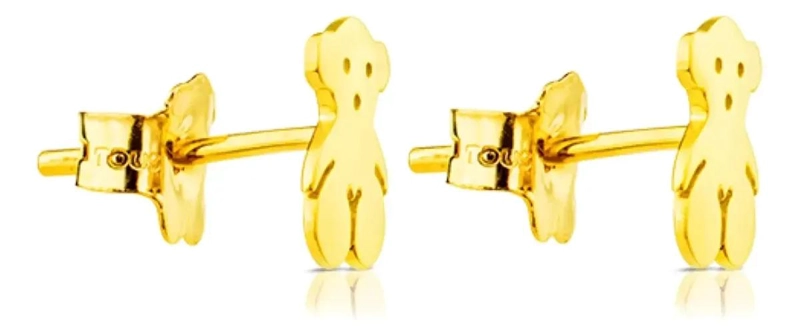 AROS DE PLATA 925 CON BAÑO EN ORO DISEÑO OSO ELEGANTE - 3