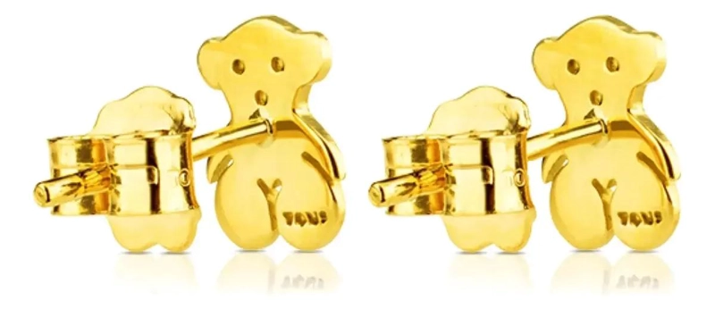 AROS DE PLATA 925 CON BAÑO EN ORO DISEÑO OSO ELEGANTE - 4