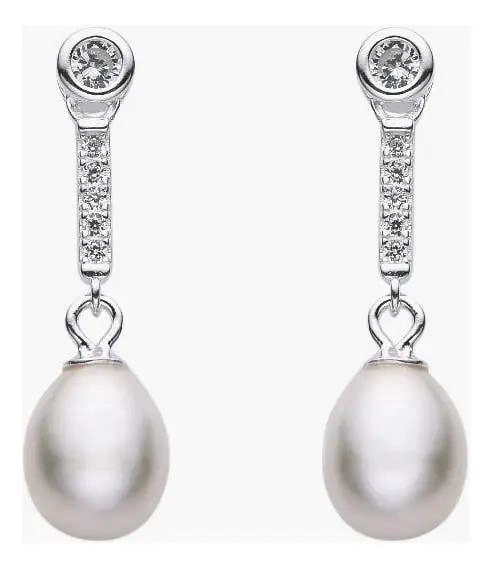 AROS COLGANTES CON PERLA DE RIO Y CIRCON EN PLATA FINA 925 - 2