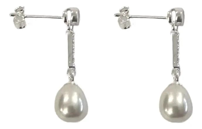 AROS COLGANTES CON PERLA DE RIO Y CIRCON EN PLATA FINA 925 - 3