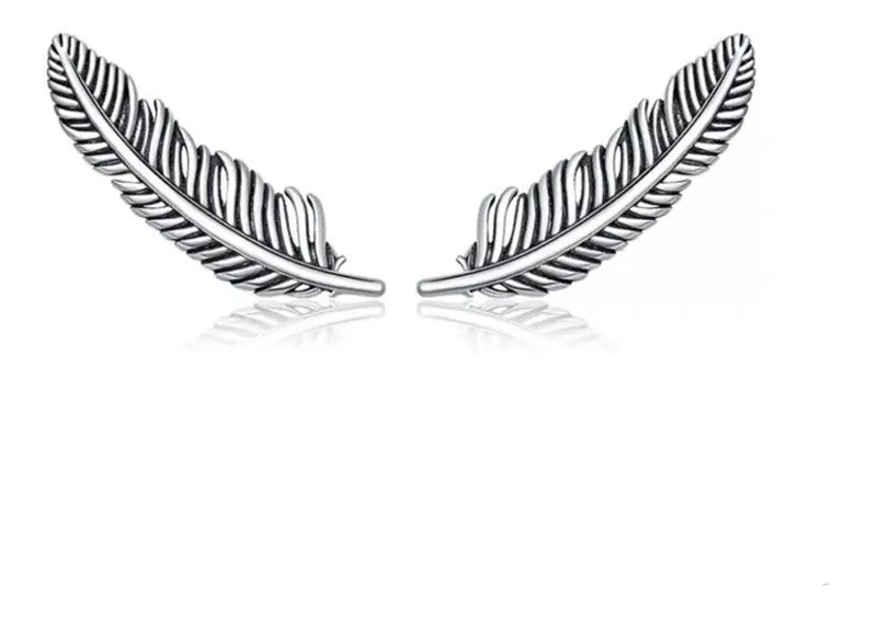 AROS TREPADORES CON DISEÑO DE PLUMA EN PLATA 925 PARA MUJER - 1