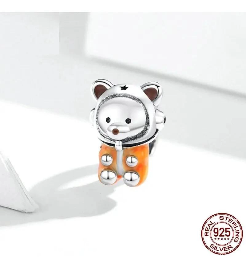 CHARM DE PLATA 925 CON DISEÑO DE OSITO ESPACIAL PARA PULSERA SERPIENTE - 2