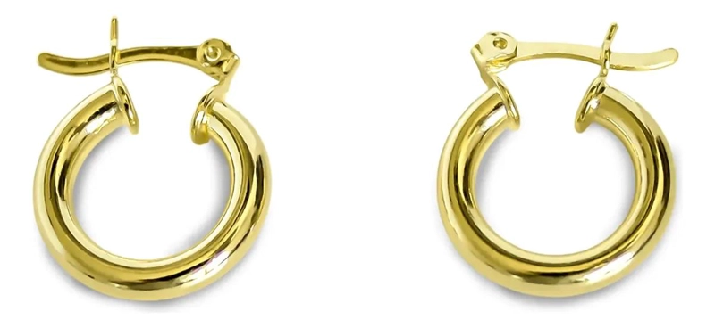 AROS ARGOLLA TUBO DE 16 MM CON ACABADO ENCHAPADO ORO 18K - 1
