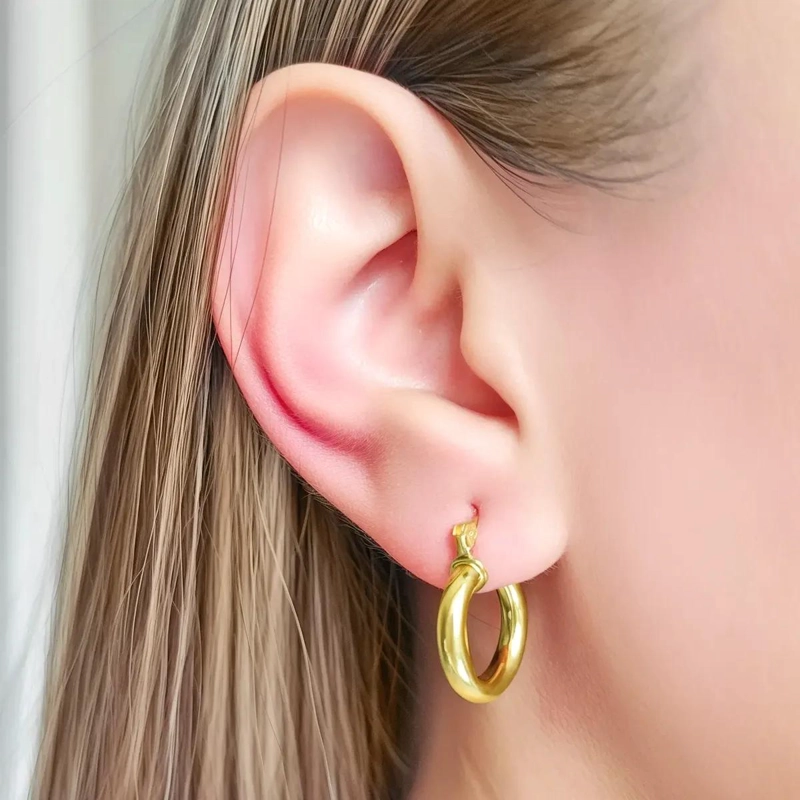 AROS ARGOLLA TUBO DE 16 MM CON ACABADO ENCHAPADO ORO 18K - 4