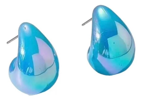 AROS EN FORMA DE GOTA CON DISEÑO TURQUESA Y ROSA PARA MUJER - 1