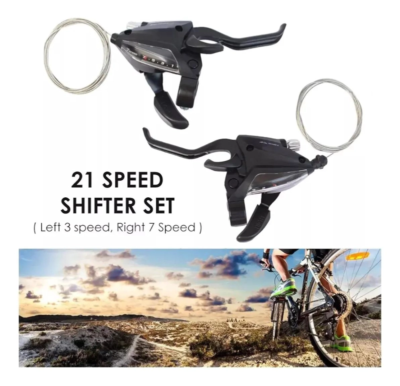 JUEGO DE CAMBIOS SHIFTER Y MANILLAS DE FRENO PARA BICICLETA 3X7 VELOCIDADES - 3