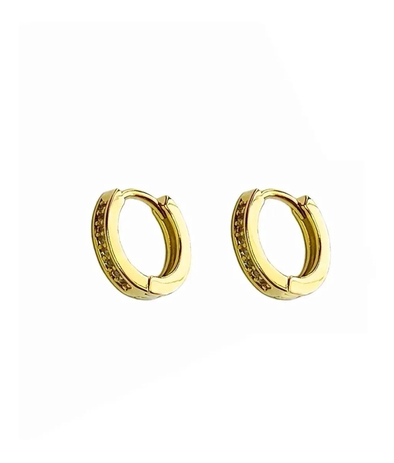 AROS ARGOLLA CON CIRCON DE 12MM ENCHAPADO EN ORO 18K - 1