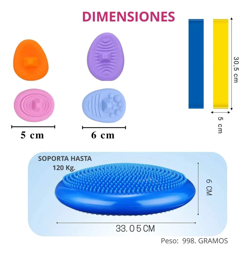 SET DE COJIN SENSORIAL CON BANDAS ELASTICAS Y ANILLOS PARA TERAPIA - 2