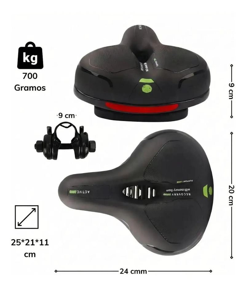 SILLIN PARA BICICLETA CON GEL ANTIPROSTATICO Y REFLECTANTE TRASERO - 2