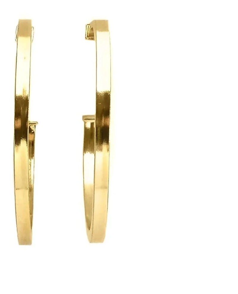 AROS ARGOLLA TUBO CUADRADO DE 50 MM CON BAÑO DE ORO 18 QUILATES - 1
