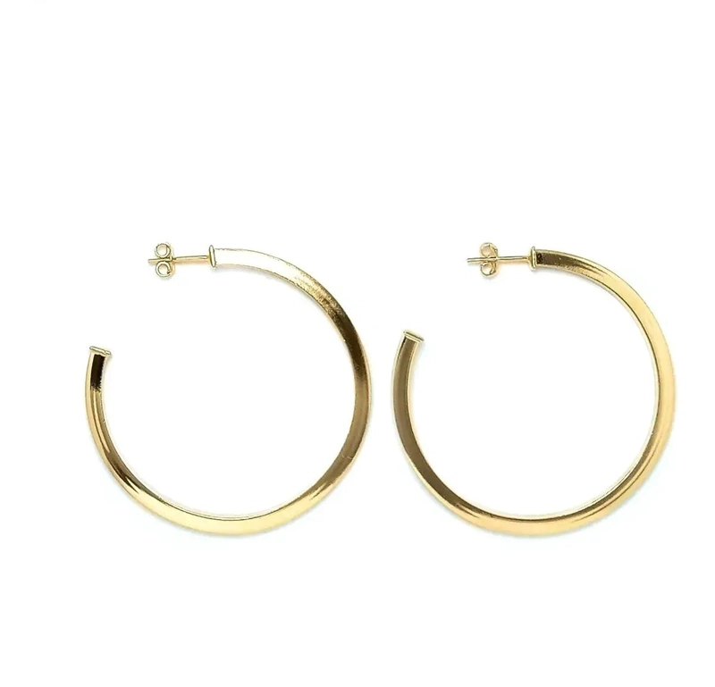 AROS ARGOLLA TUBO CUADRADO DE 50 MM CON BAÑO DE ORO 18 QUILATES - 2