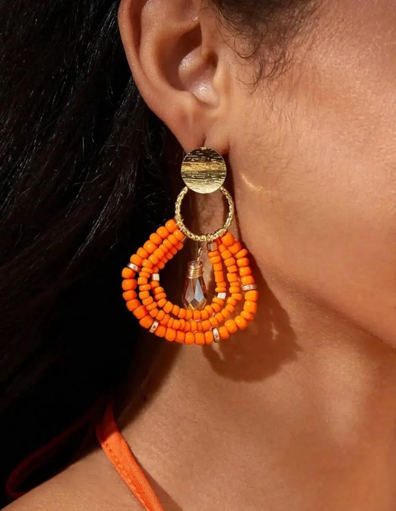 AROS DE MOSTACILLA PARA MUJER CON DISEÑO DELICADO Y COLORIDO - 3