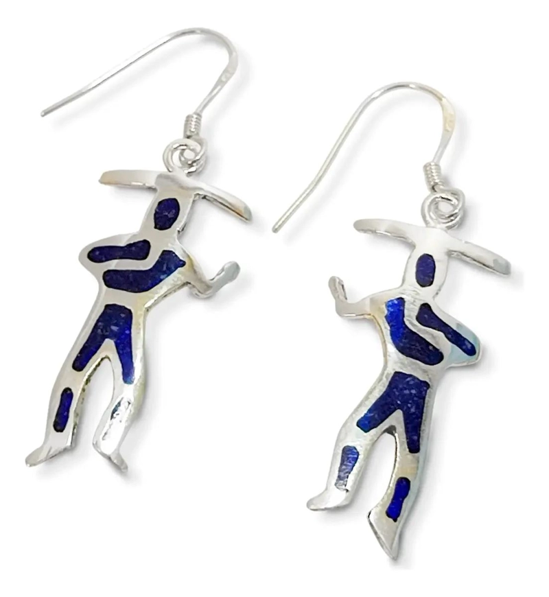 AROS DE PLATA FINA 950 CON LAPISLAZULI RECONSTITUIDO EN DISEÑO KOTAIX - 1