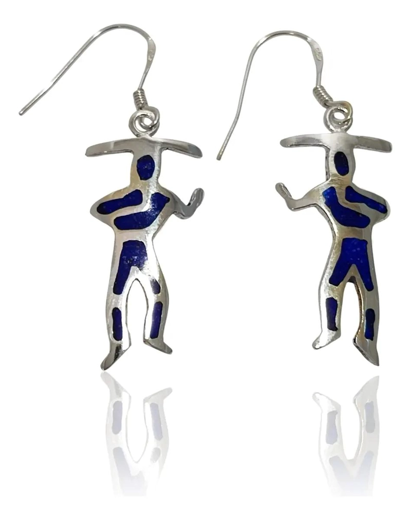 AROS DE PLATA FINA 950 CON LAPISLAZULI RECONSTITUIDO EN DISEÑO KOTAIX - 2