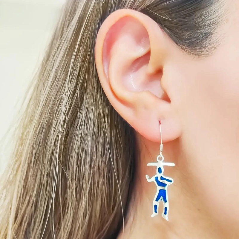 AROS DE PLATA FINA 950 CON LAPISLAZULI RECONSTITUIDO EN DISEÑO KOTAIX - 3