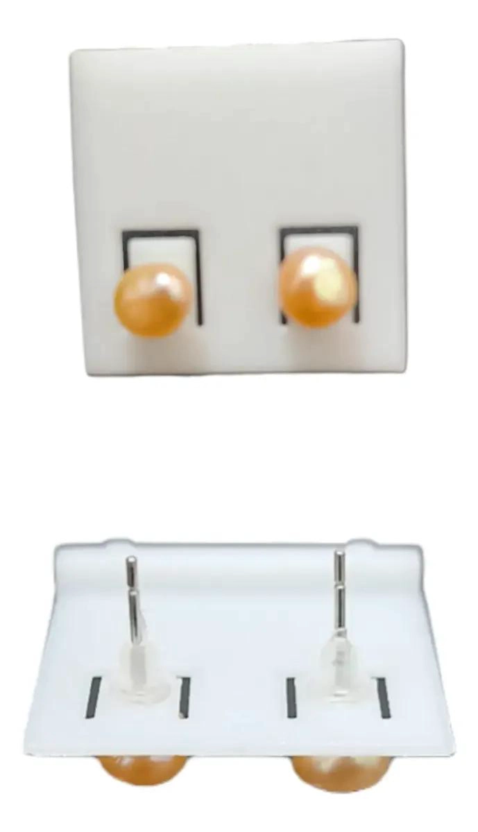 AROS CON PERLAS NATURALES DE RIO Y BASE DE ACERO INOXIDABLE 25 PARES - 1