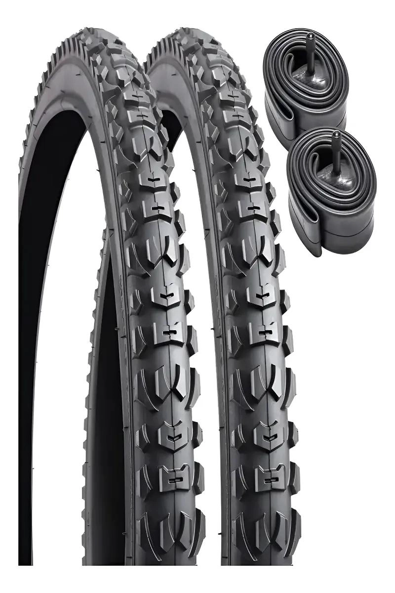 JUEGO DE 2 NEUMATICOS Y 2 CAMARAS PARA BICICLETA ARO 20X2.125 CON VALVULA SCHR - 1