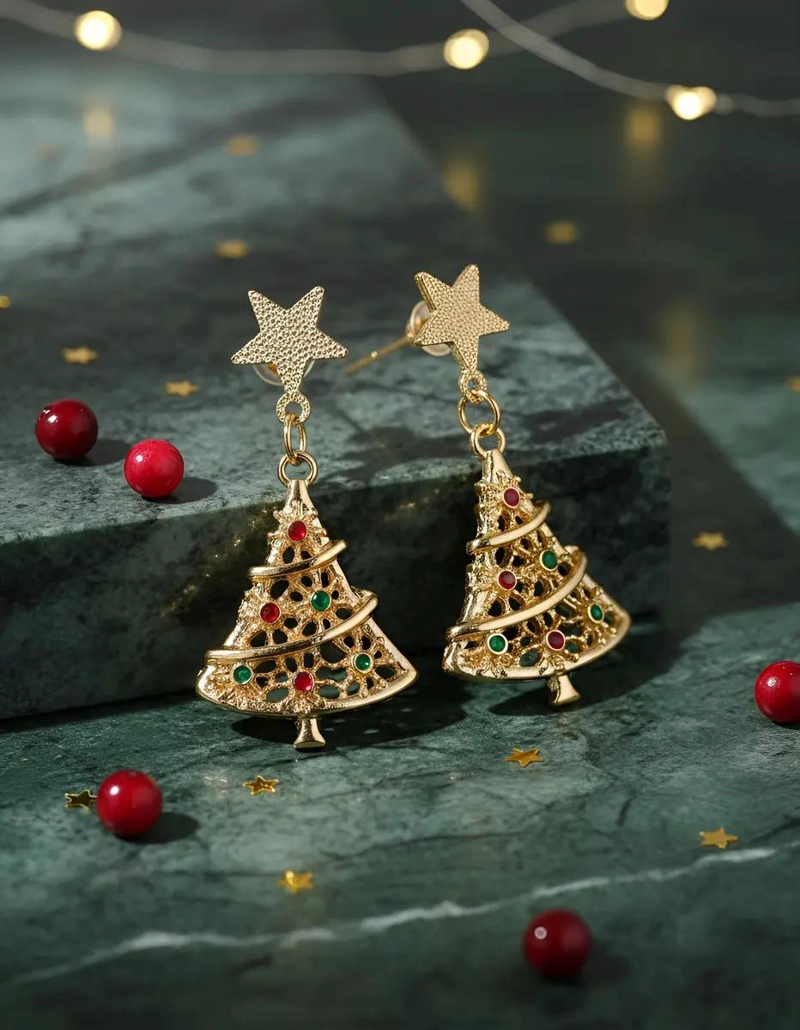 ARETES CON DISEÑO DE NUDO Y MARIPOSA ROJA PARA OCASIONES FESTIVAS - 2