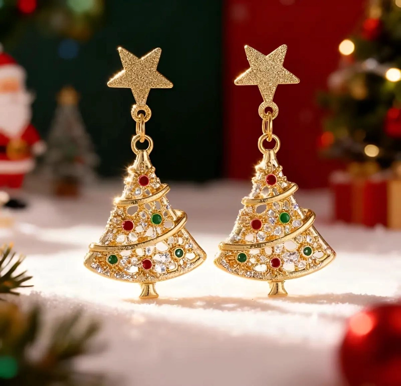 ARETES CON DISEÑO DE NUDO Y MARIPOSA ROJA PARA OCASIONES FESTIVAS - 3