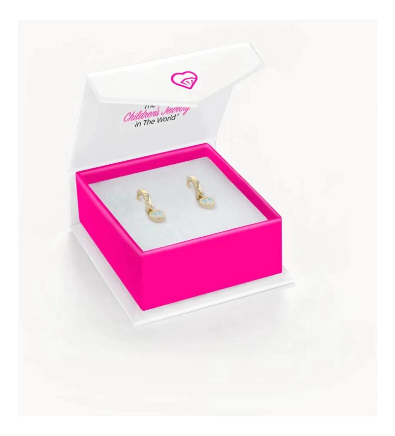 ARGOLLAS CON COLGANTE DE CORAZON Y PIEDRA OPALO BAÑADAS EN ORO - 5