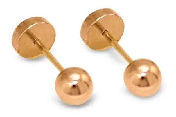 AROS PARA BEBE  CON BOLA LAMINADOS EN ORO DE 18K DE 4MM - 1