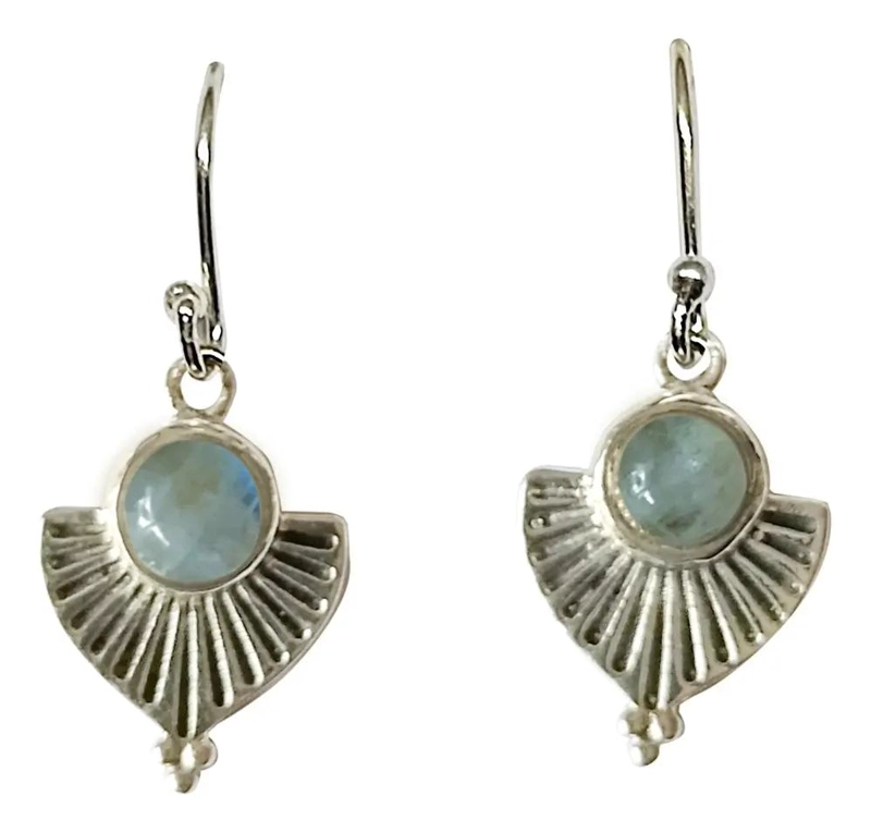 AROS DE PLATA FINA 925 CON PIEDRA LABRADORITA NATURAL - 2