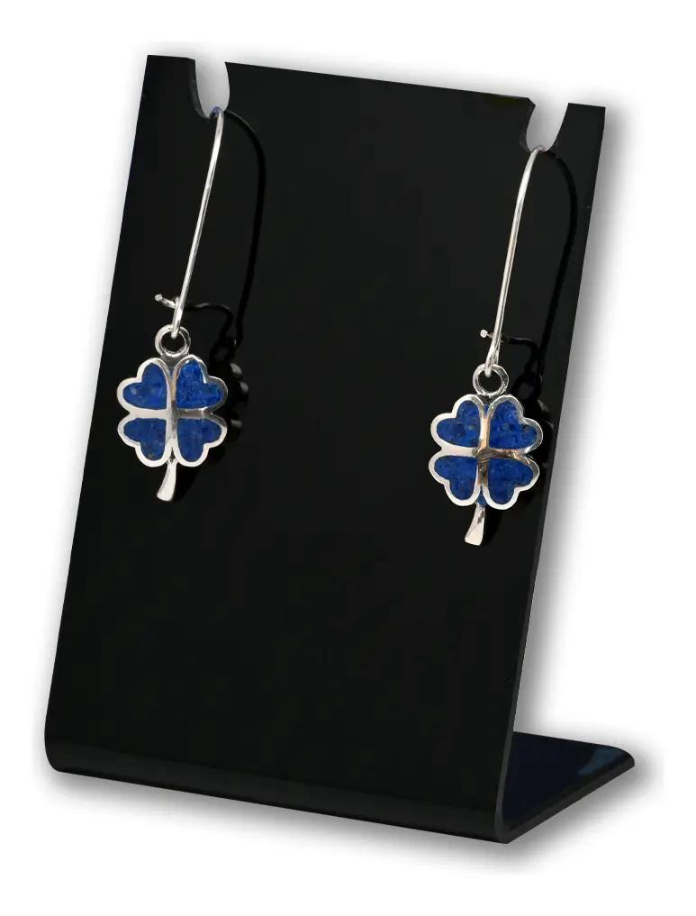 AROS DE PLATA CON DISEÑO DE TRE BOL Y PIEDRA LAPISLAZULI - 1