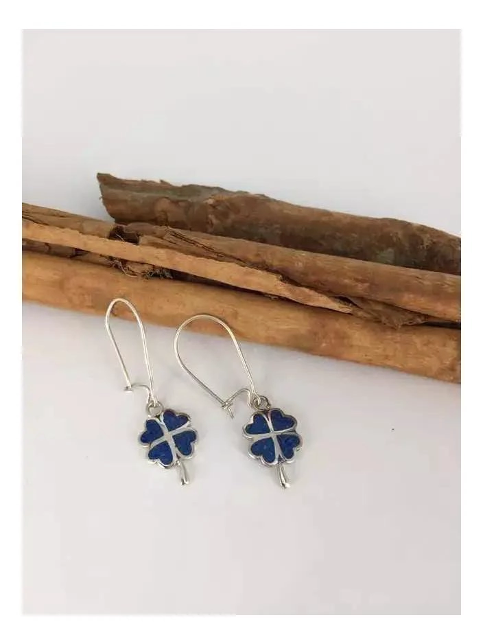 AROS DE PLATA CON DISEÑO DE TRE BOL Y PIEDRA LAPISLAZULI - 2