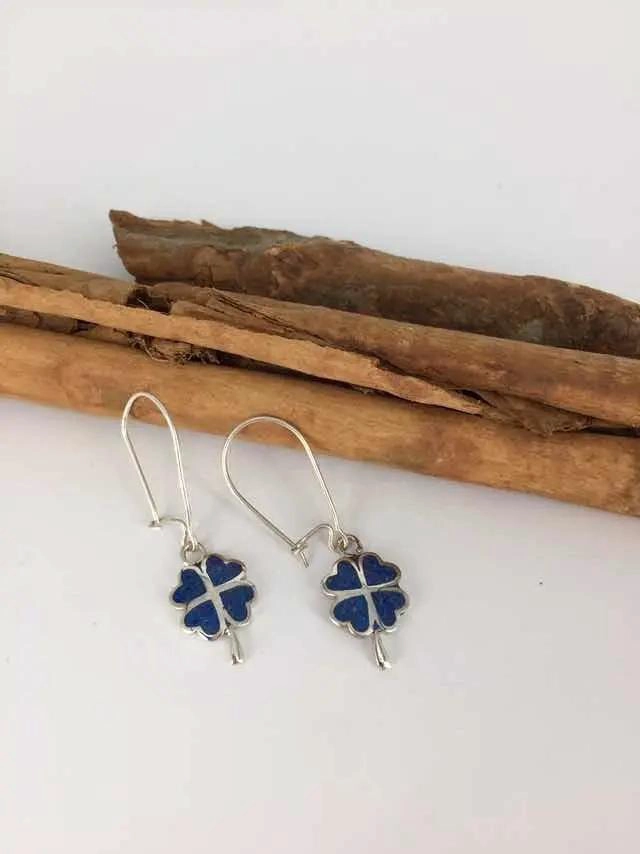 AROS DE PLATA CON DISEÑO DE TRE BOL Y PIEDRA LAPISLAZULI - 3