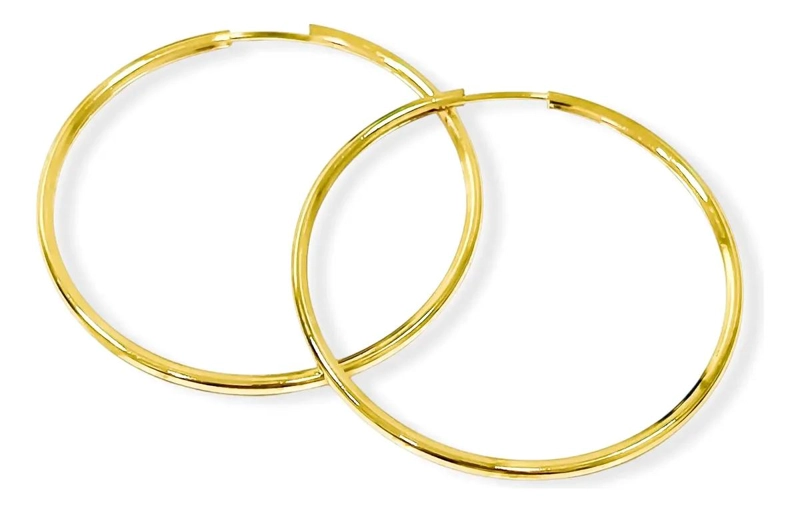 AROS ARGOLLAS DE 42MM CON BAÑO DE ORO 18K ELEGANTE Y DURADERO - 2