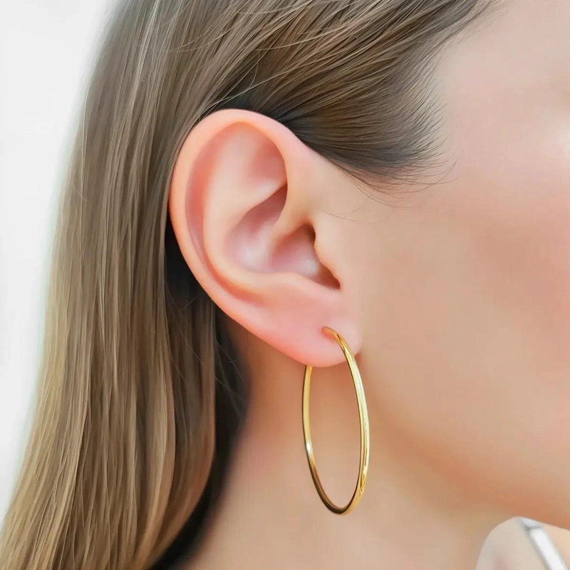 AROS ARGOLLAS DE 42MM CON BAÑO DE ORO 18K ELEGANTE Y DURADERO - 3
