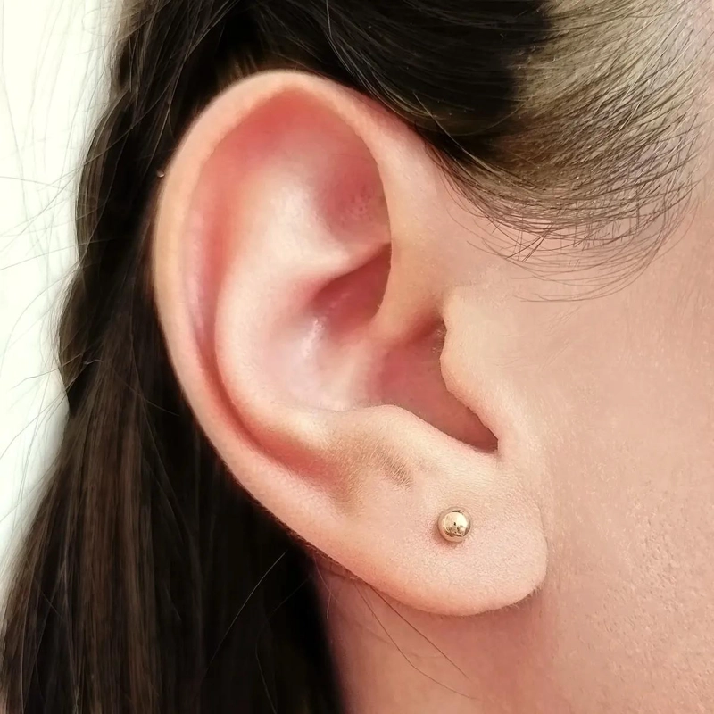 AROS PARA BEBE  CON BOLA DE 3,5 MM LAMINADOS EN ORO 18K - 2
