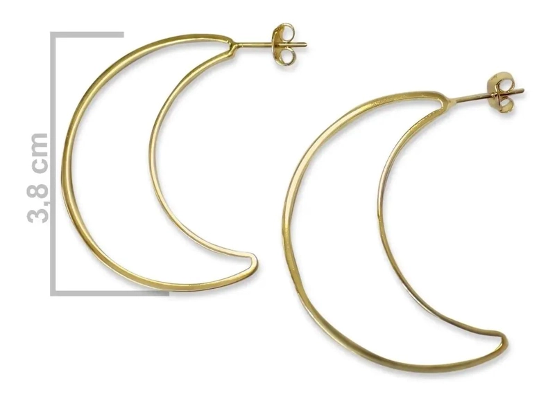 ARO ARGOLLA CON DISEÑO DE LUNA CRECIENTE ENCHAPADO EN ORO 18K - 1